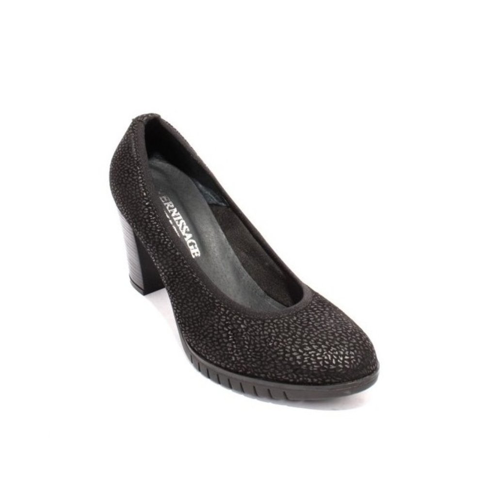 Vernissage 20633b Black Leather Platform Heel Pumps